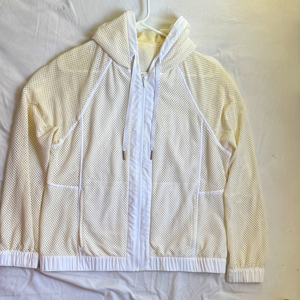 Rare Lululemon Cream and White Mesh Hoodie Jacket